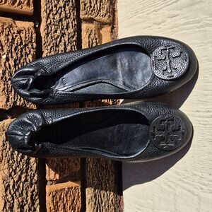 Tory Burch Black Leather Flats